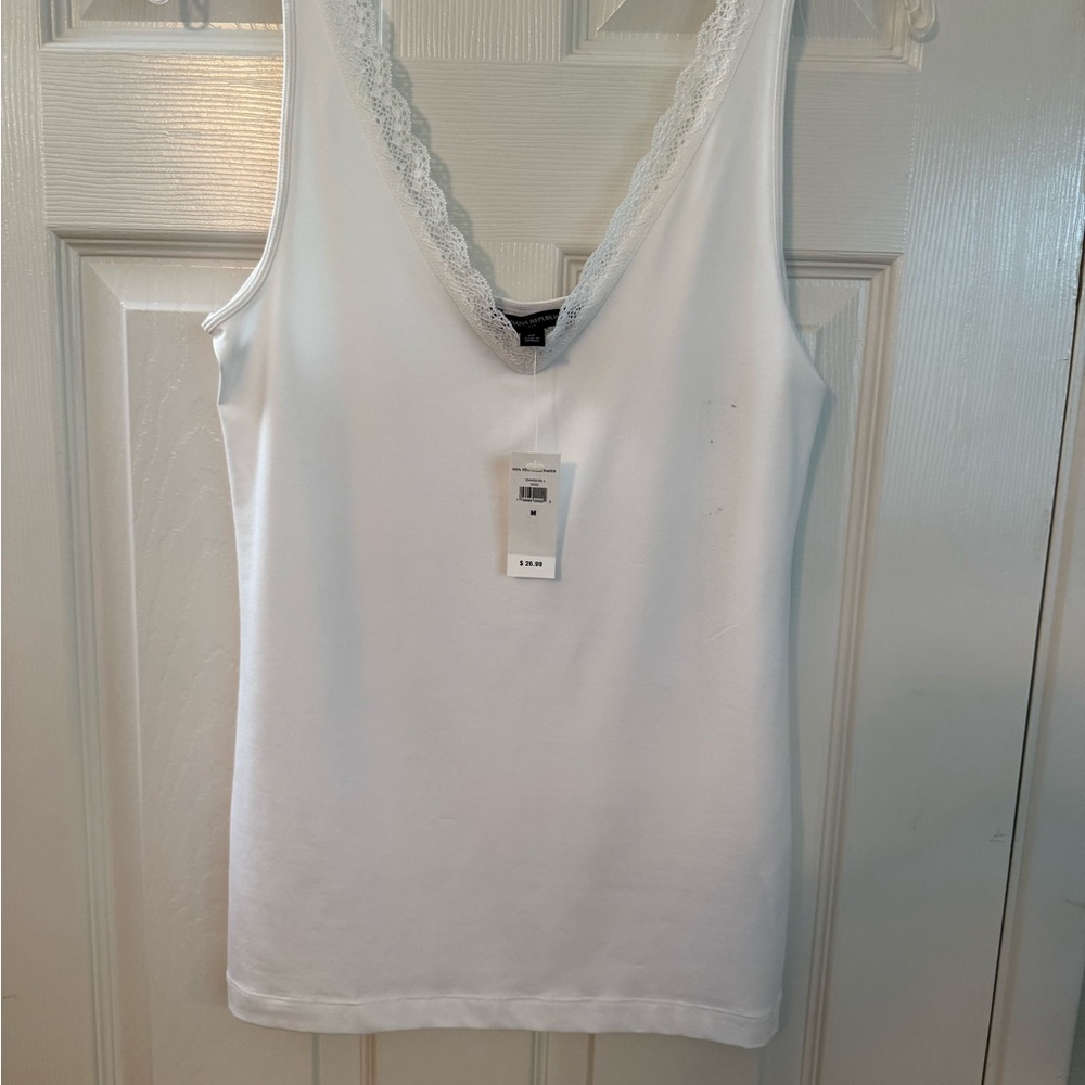 Banana Republic White Camisole with Lace Trim